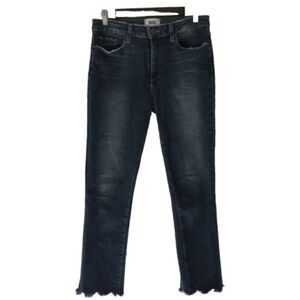 Paige Jacqueline Straight Jeans Womens 28 Blue Stretch 27" Inseam Frayed Hem